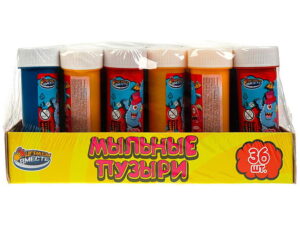 Групповая упаковка баночек с мыльными пузырями в термоусадочную пленку